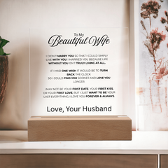 Acrylic Square Plaque - To My Beautiful Wife