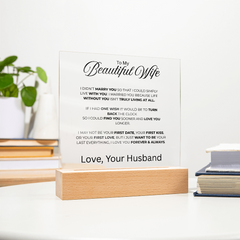 Acrylic Square Plaque - To My Beautiful Wife