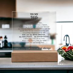 Acrylic Square Plaque - To My Wife