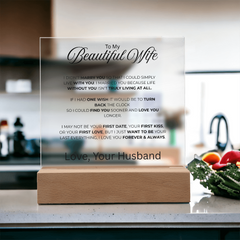 Acrylic Square Plaque - To My Beautiful Wife