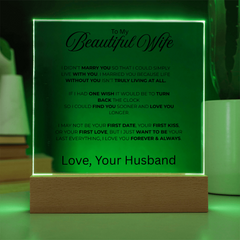 Acrylic Square Plaque - To My Beautiful Wife