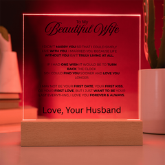Acrylic Square Plaque - To My Beautiful Wife