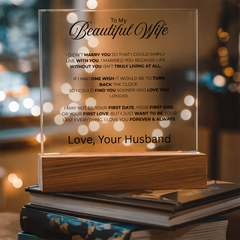 Acrylic Square Plaque - To My Beautiful Wife