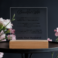 Acrylic Square Plaque - To My Beautiful Wife