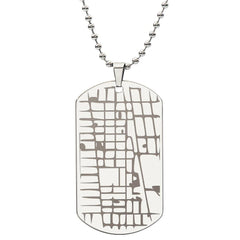 Engraved Map Dog Tag Necklace