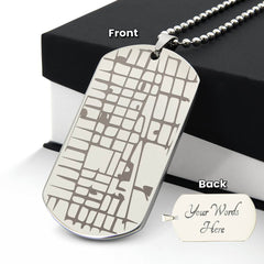 Engraved Map Dog Tag Necklace