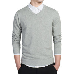 Solid Color V-Neck Knit Sweater