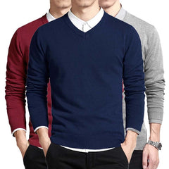 Solid Color V-Neck Knit Sweater