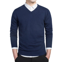 Solid Color V-Neck Knit Sweater