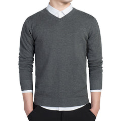 Solid Color V-Neck Knit Sweater