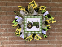 Load image into Gallery viewer, Green Tractor Wreath, Farmhouse, Little Boys Room Décor, Farm Wreath, Country, Barn
