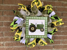 Load image into Gallery viewer, Green Tractor Wreath, Farmhouse, Little Boys Room Décor, Farm Wreath, Country, Barn
