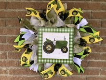 Load image into Gallery viewer, Green Tractor Wreath, Farmhouse, Little Boys Room Décor, Farm Wreath, Country, Barn
