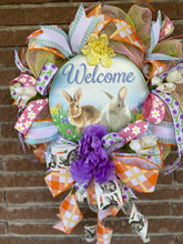 Load image into Gallery viewer, Welcome with bunnies wreath
