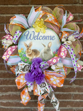 Load image into Gallery viewer, Welcome with bunnies wreath
