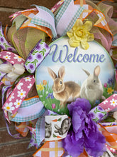 Load image into Gallery viewer, Welcome with bunnies wreath
