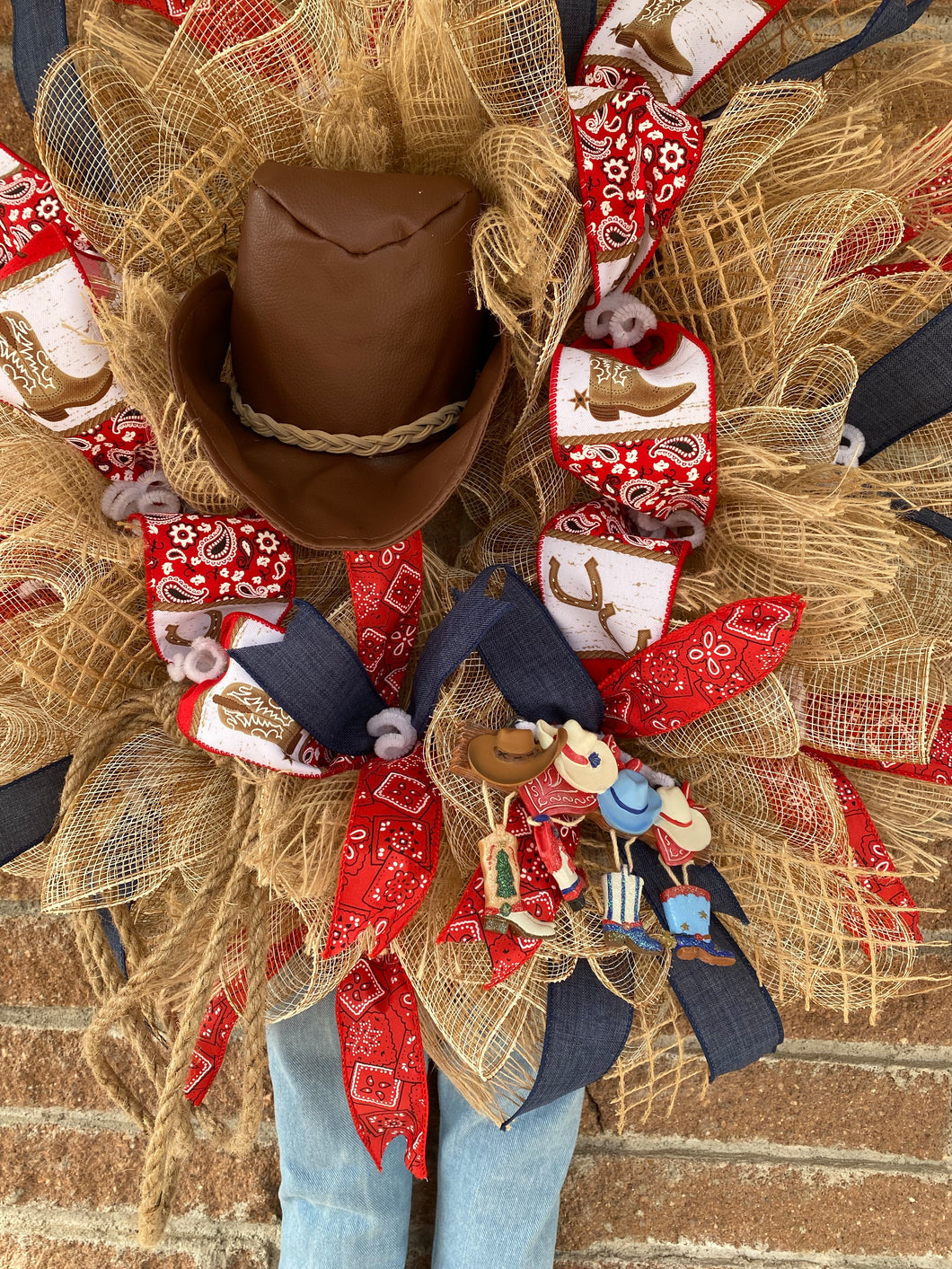 Western Cowboy with legs wreath