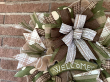 Load image into Gallery viewer, Welcome pancake home decor, Wreath for front door, Green decor
