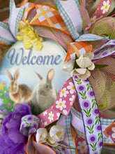 Load image into Gallery viewer, Welcome with bunnies wreath
