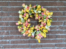 Load image into Gallery viewer, Yellow Peachy Pink &amp; Green Tulip Wreath
