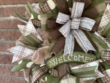 Load image into Gallery viewer, Welcome pancake home decor, Wreath for front door, Green decor
